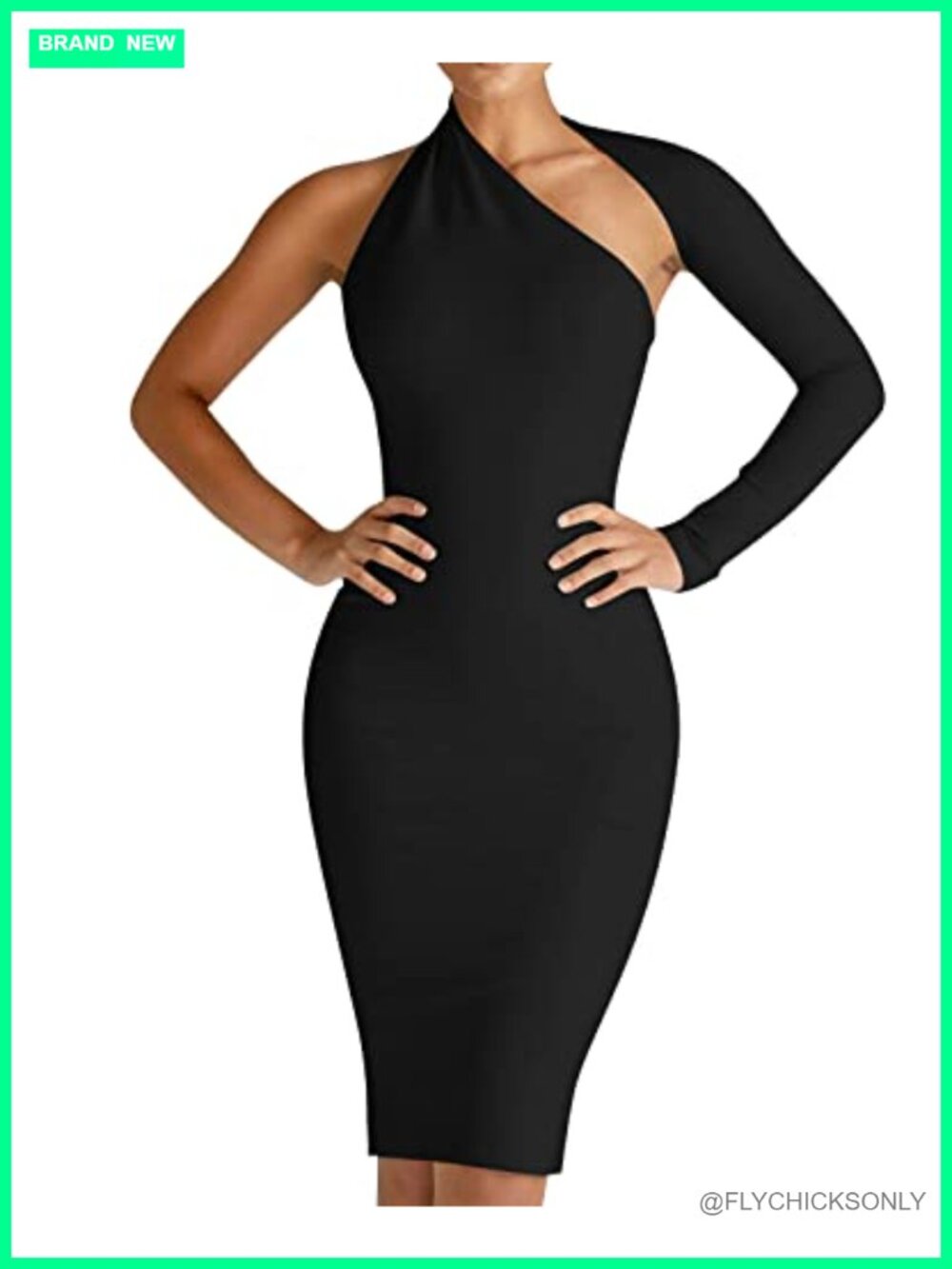 One Shoulder Backless Long Sleeve Bandage Bodycon Midi Dress Club Party